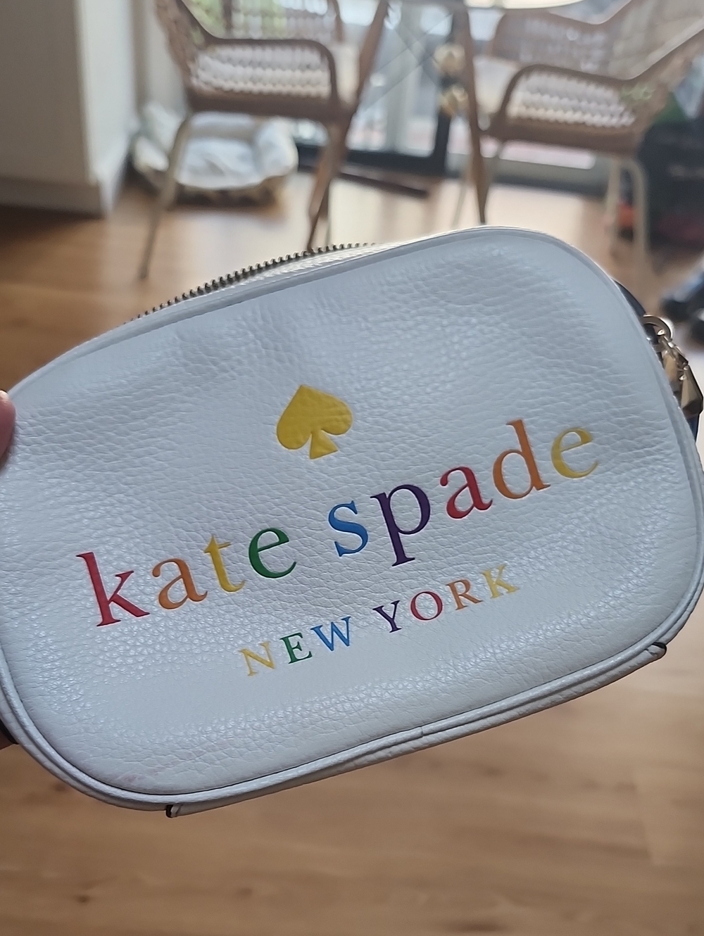 kate spade New York White Rainbow Logo Crossbody Bag